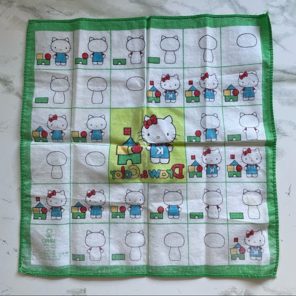 Vintage Sanrio Japan Hello Kitty Handkerchief 1976 - Picture 6 of 6